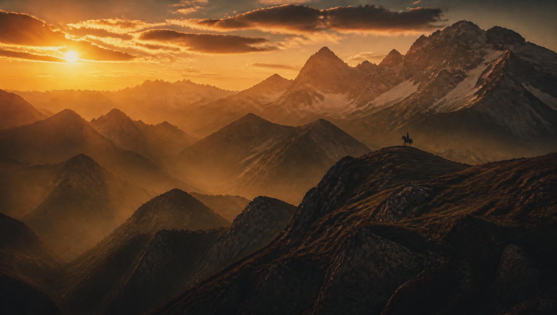 Carpathian ridges blending into the Canadian Rockies at sunset